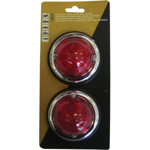 Zijlamp-set Ø 70 mm. Rood & Chroom ring.